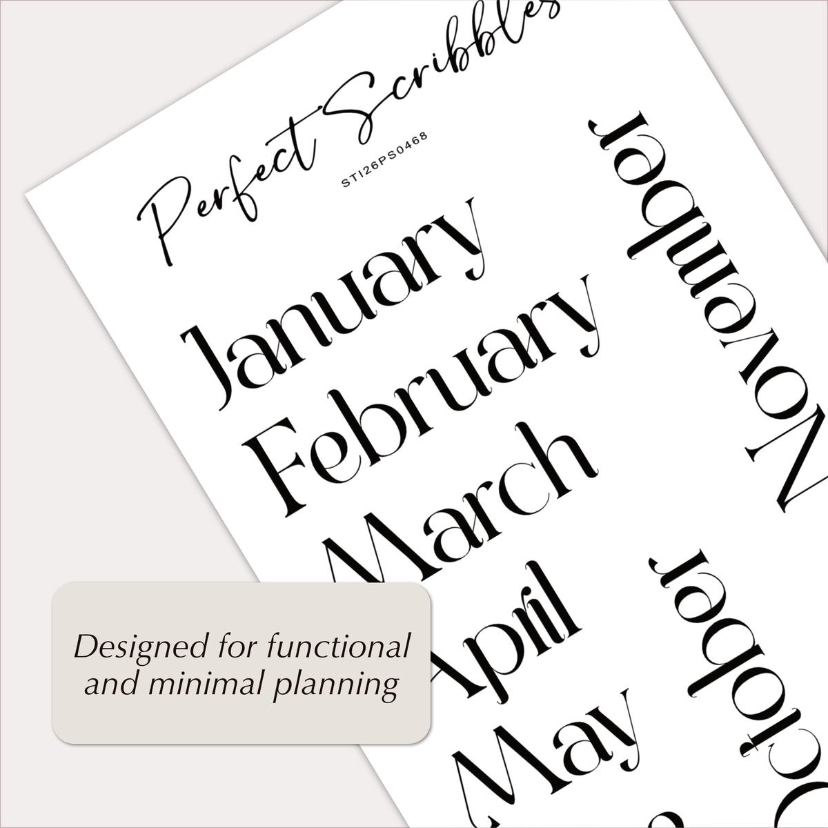 MONTH Stickers – Large Elegant Planner Month Names
