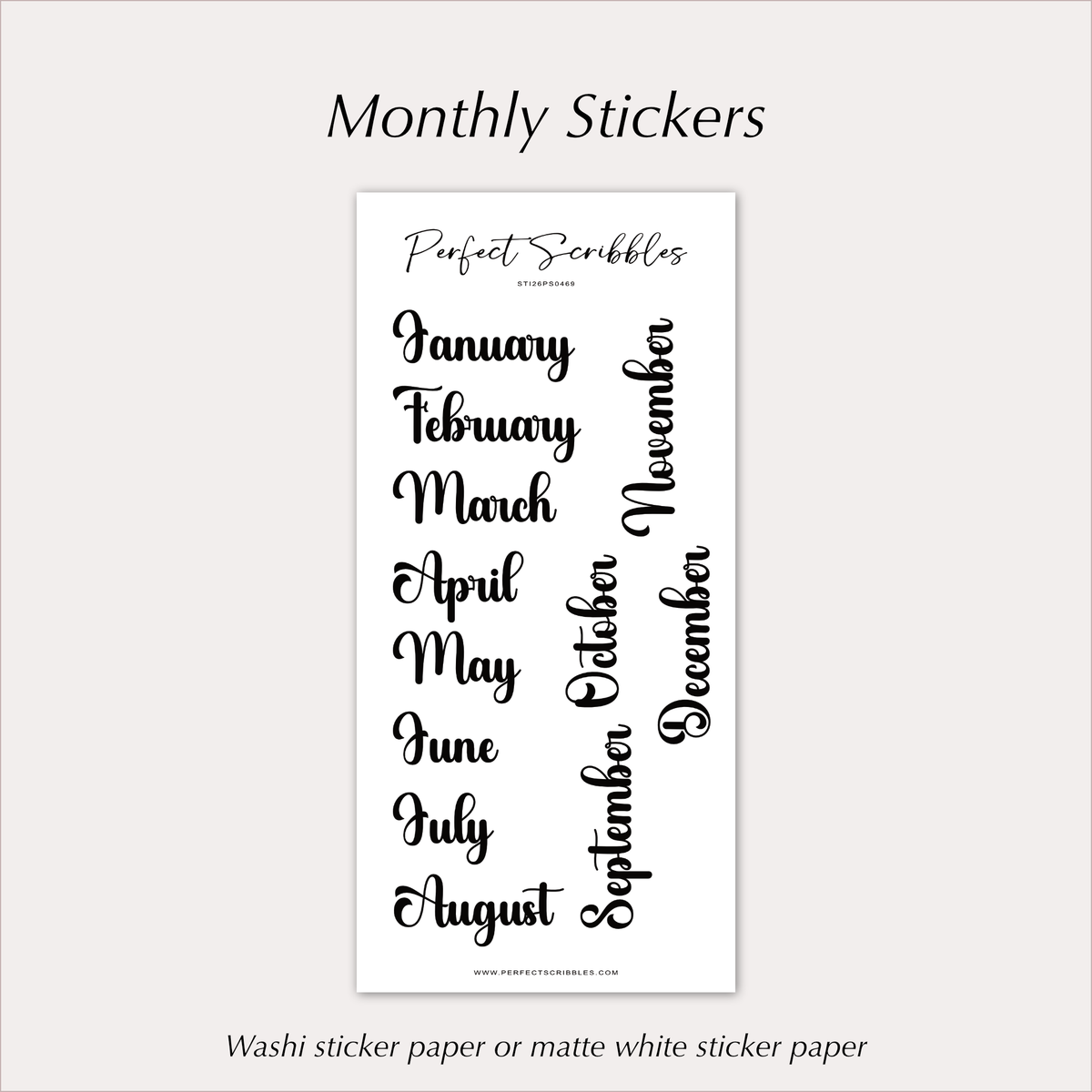 MONTH Stickers – Bold Script Monthly Planner Headers