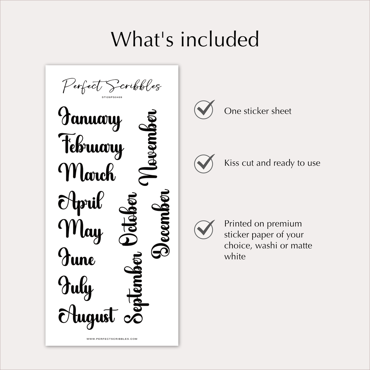 MONTH Stickers – Bold Script Monthly Planner Headers