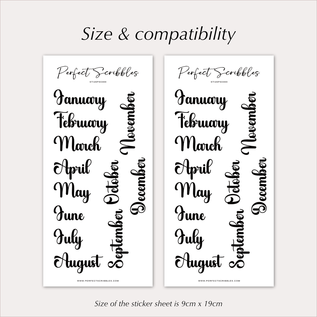 MONTH Stickers – Bold Script Monthly Planner Headers