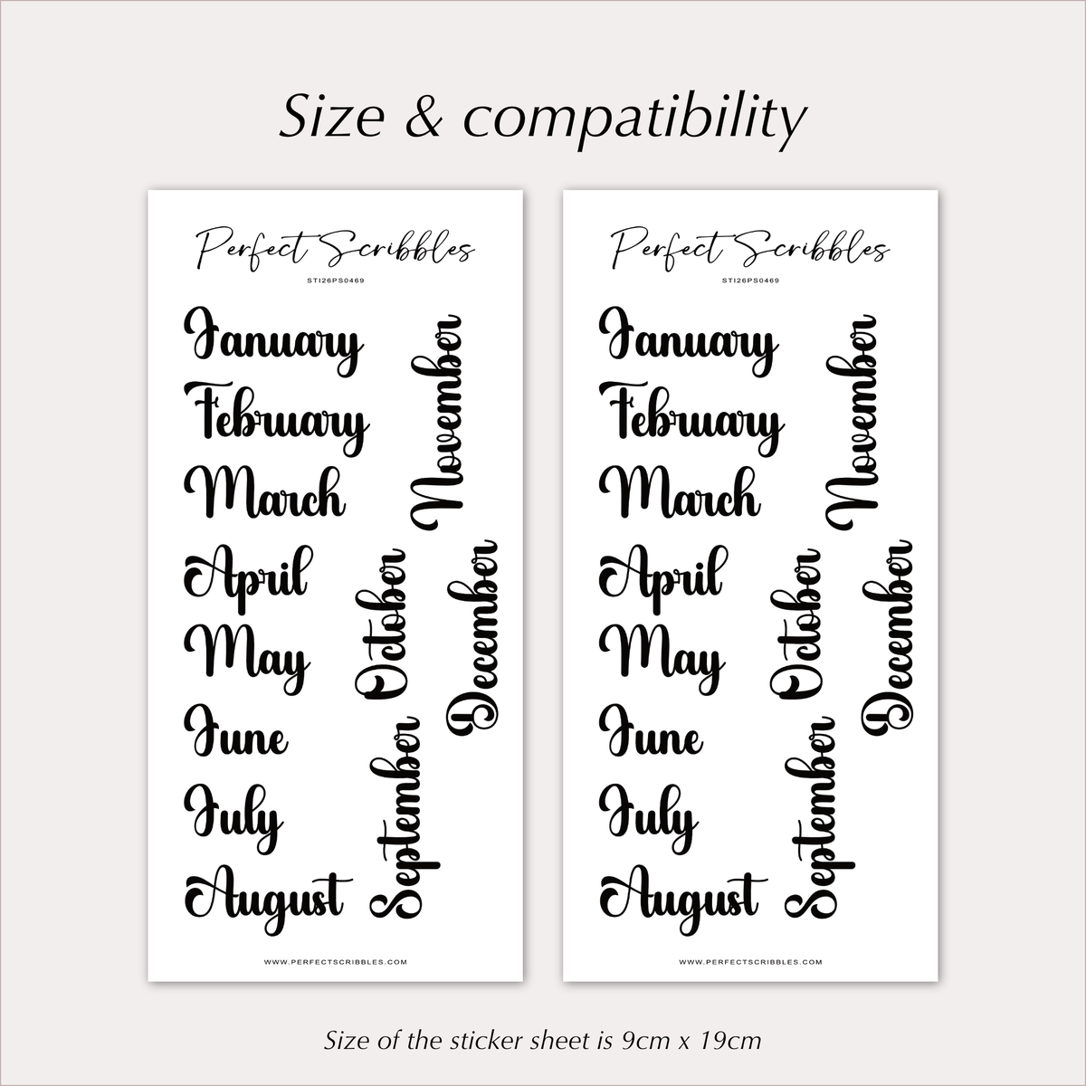 MONTH Stickers – Bold Script Monthly Planner Headers
