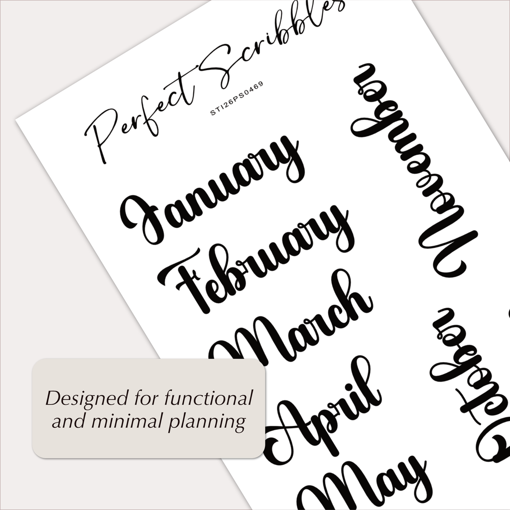 MONTH Stickers – Bold Script Monthly Planner Headers
