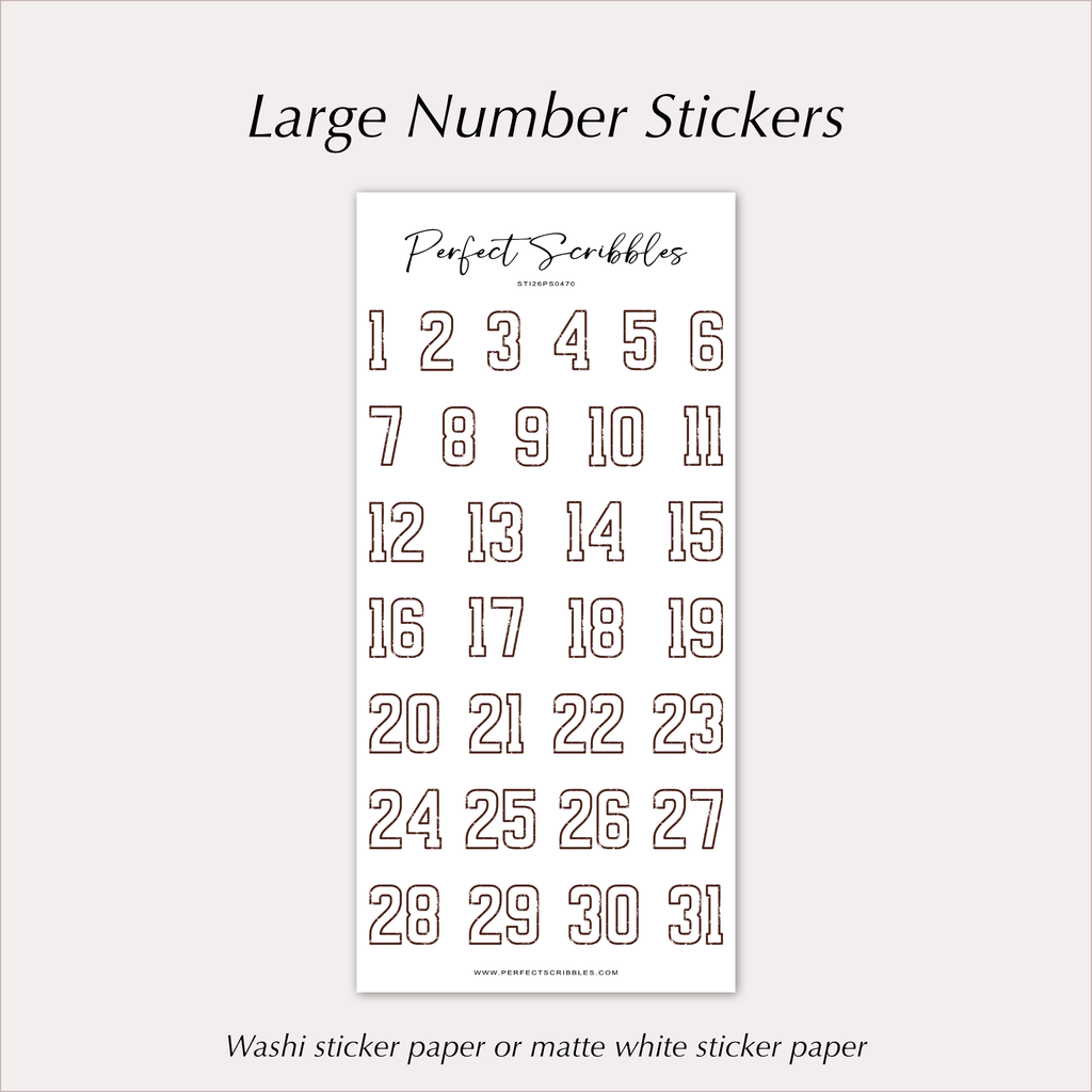 DATE Stickers – Vintage Outline Planner Numbers 1–31