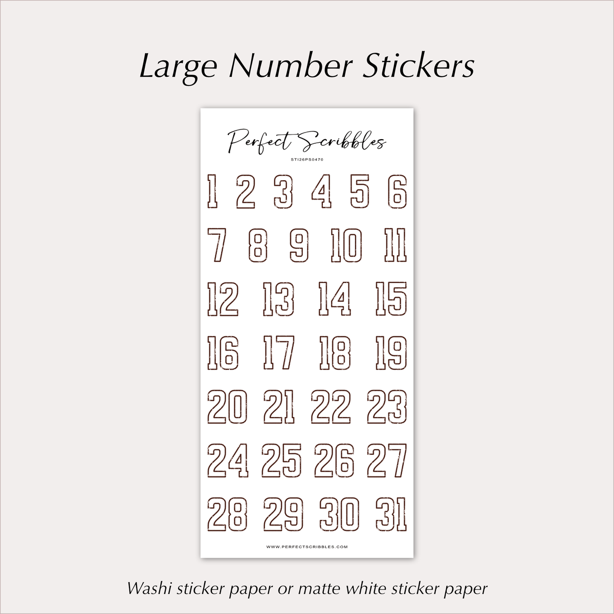 DATE Stickers – Vintage Outline Planner Numbers 1–31