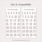 DATE Stickers – Vintage Outline Planner Numbers 1–31