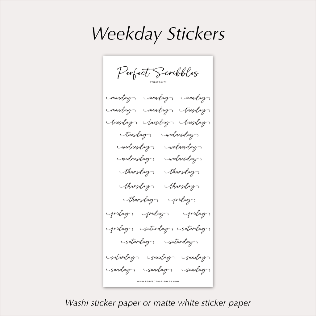 WEEKDAY Stickers – Elegant Script Planner Day Labels