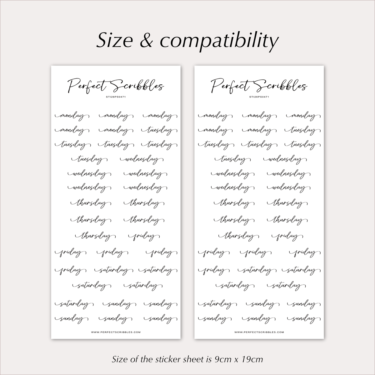 WEEKDAY Stickers – Elegant Script Planner Day Labels