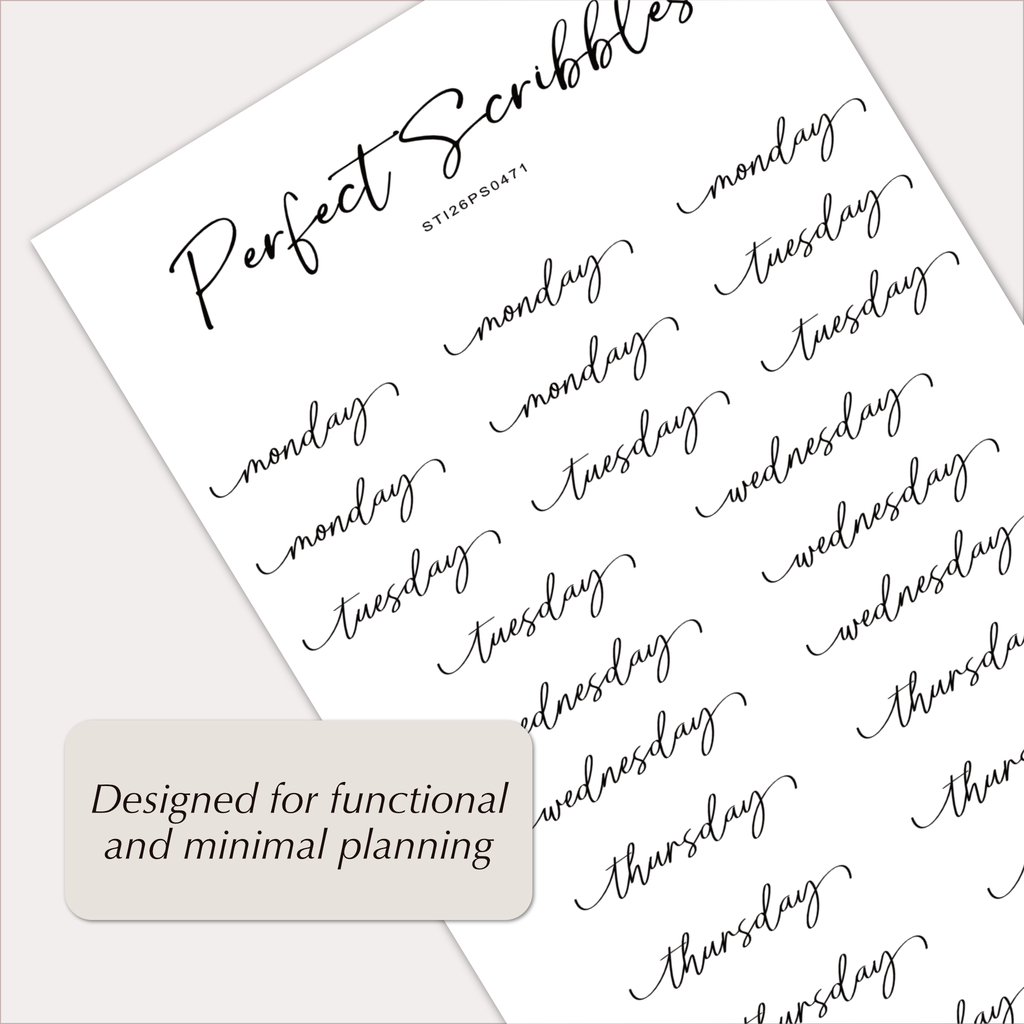 WEEKDAY Stickers – Elegant Script Planner Day Labels