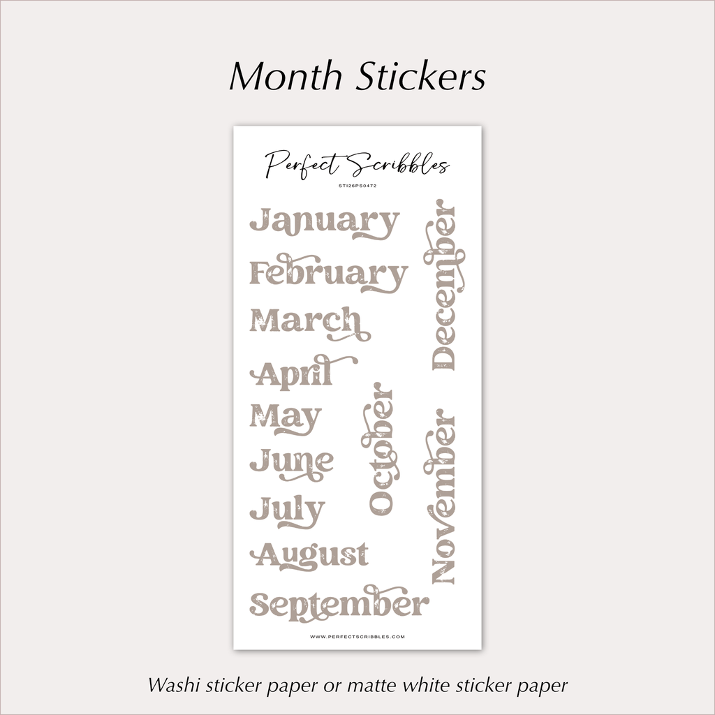 MONTH Stickers – Vintage Decorative Planner Headers