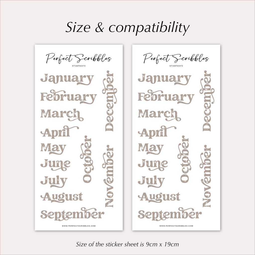 MONTH Stickers – Vintage Decorative Planner Headers
