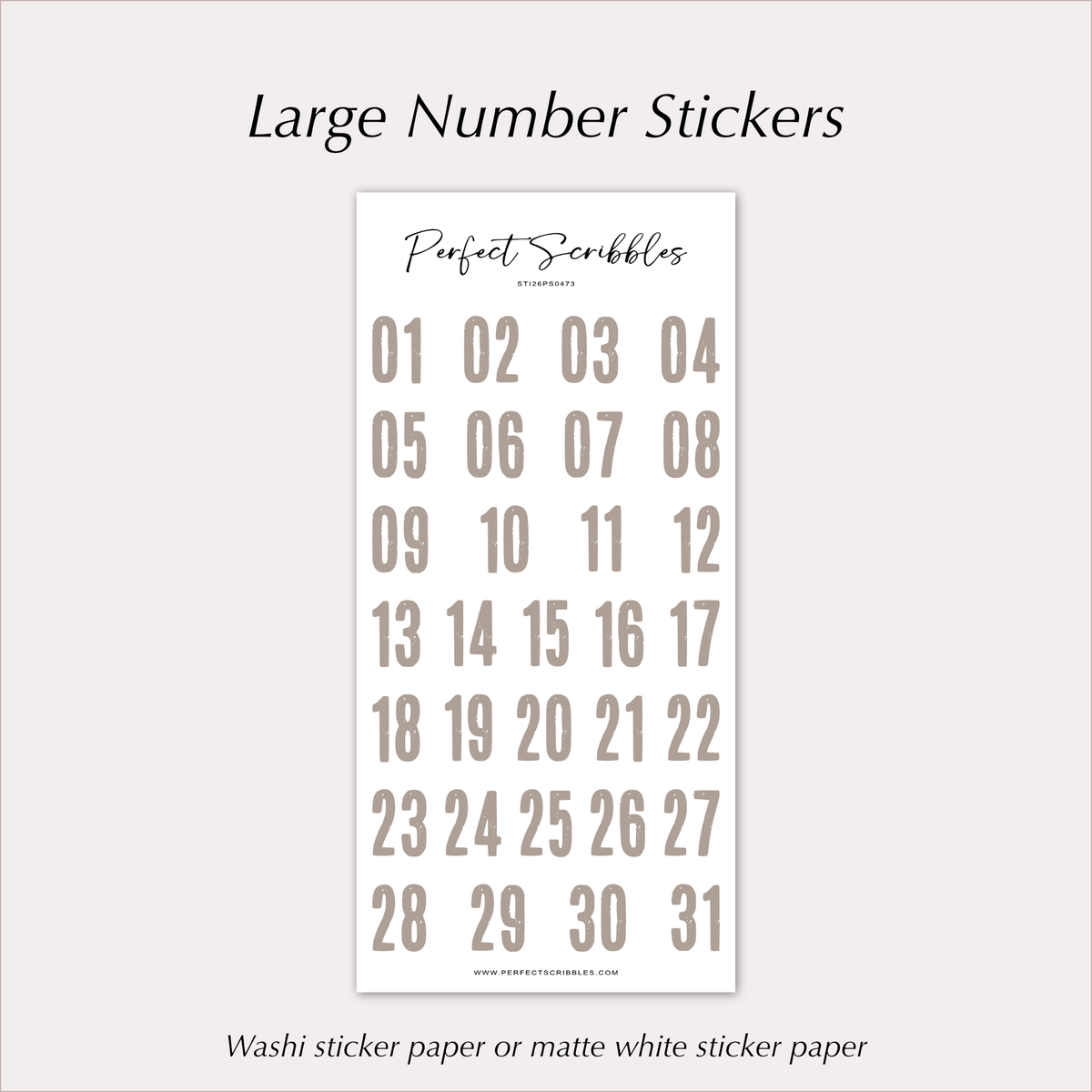 DATE Stickers – Neutral Distressed Planner Numbers 01–31