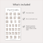 DATE Stickers – Neutral Distressed Planner Numbers 01–31