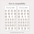 DATE Stickers – Neutral Distressed Planner Numbers 01–31