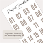 DATE Stickers – Neutral Distressed Planner Numbers 01–31