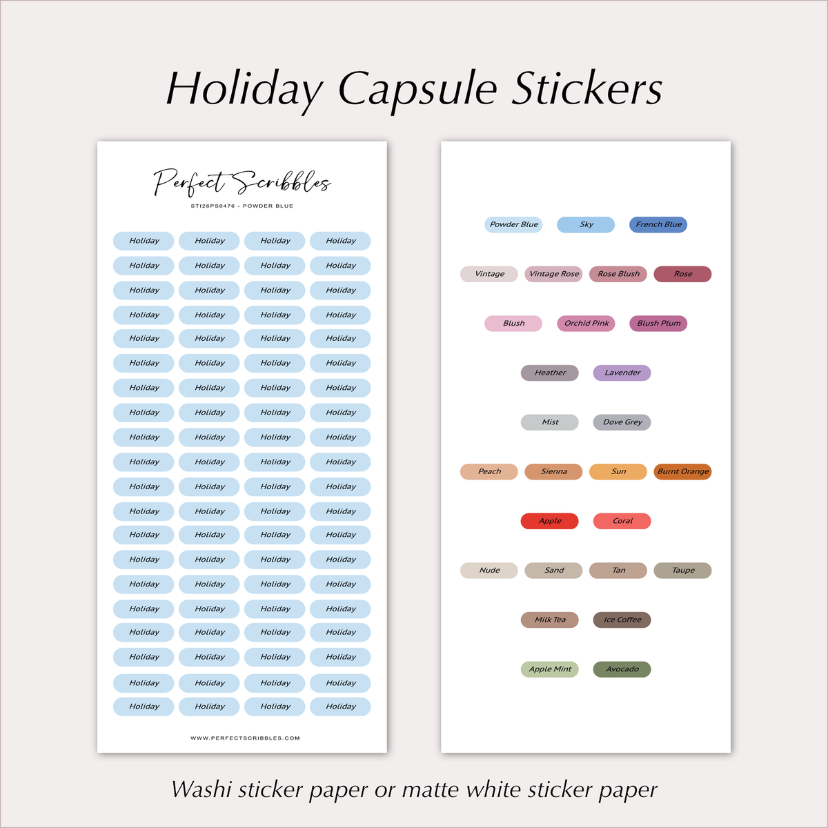 HOLIDAY Planner Stickers – Minimal Capsule Labels