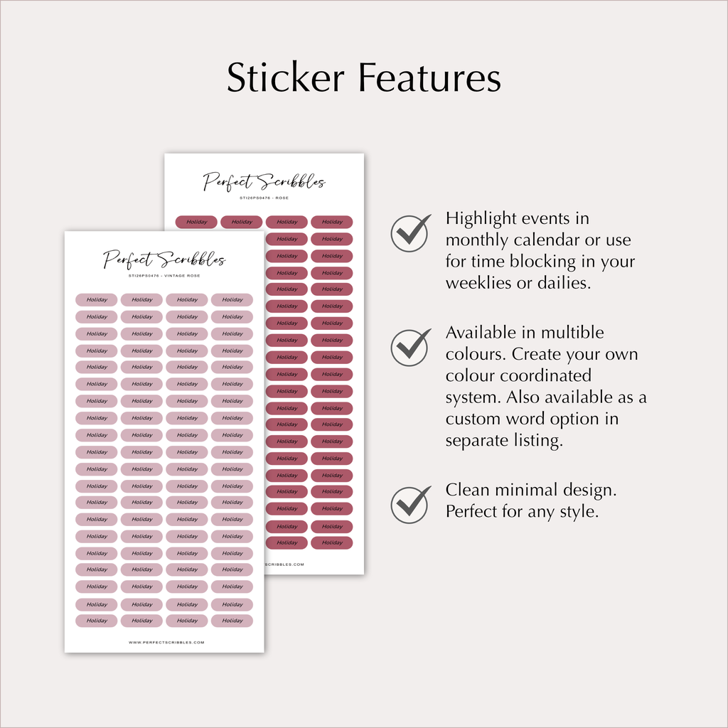 HOLIDAY Planner Stickers – Minimal Capsule Labels