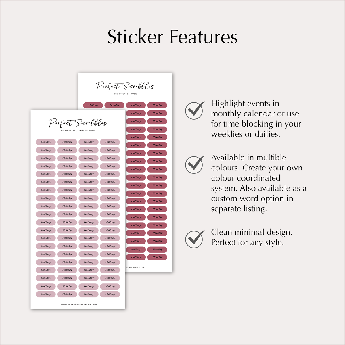 HOLIDAY Planner Stickers – Minimal Capsule Labels