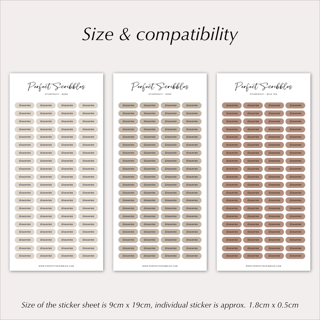 GROCERIES Planner Stickers – Minimal Capsule Labels
