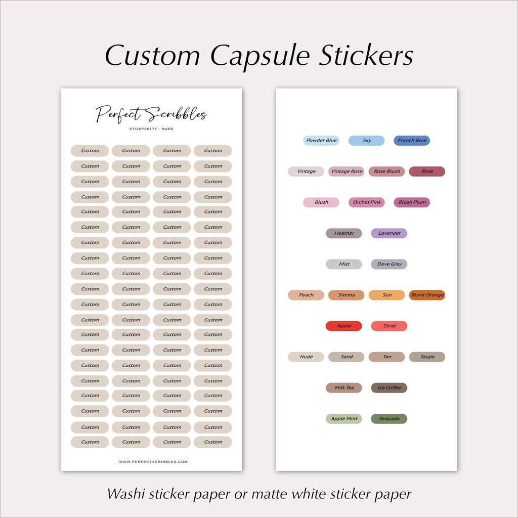CUSTOM TEXT Planner Stickers – Personalised Capsule Labels