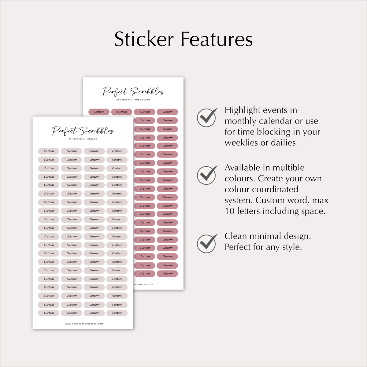 CUSTOM TEXT Planner Stickers – Personalised Capsule Labels