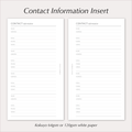 CONTACT INFORMATION Planner Inserts – Address & Contact Details Pages