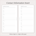 CONTACT INFORMATION Planner Inserts – Address & Contact Details Pages