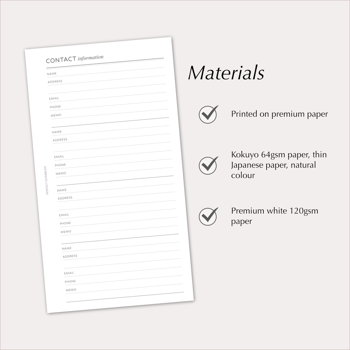 CONTACT INFORMATION Planner Inserts – Address & Contact Details Pages