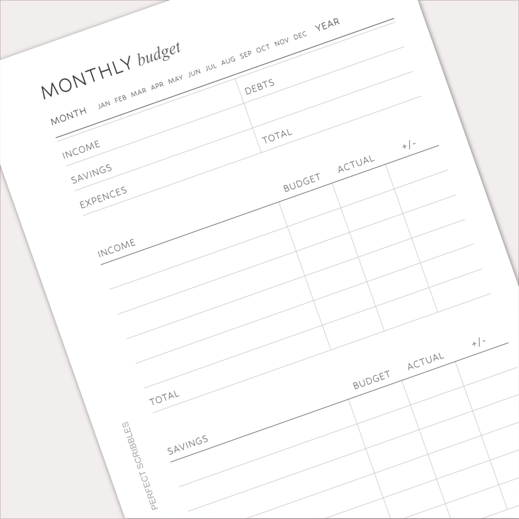 MONTHLY BUDGET Planner Inserts – Budget & Expense Tracker Pages