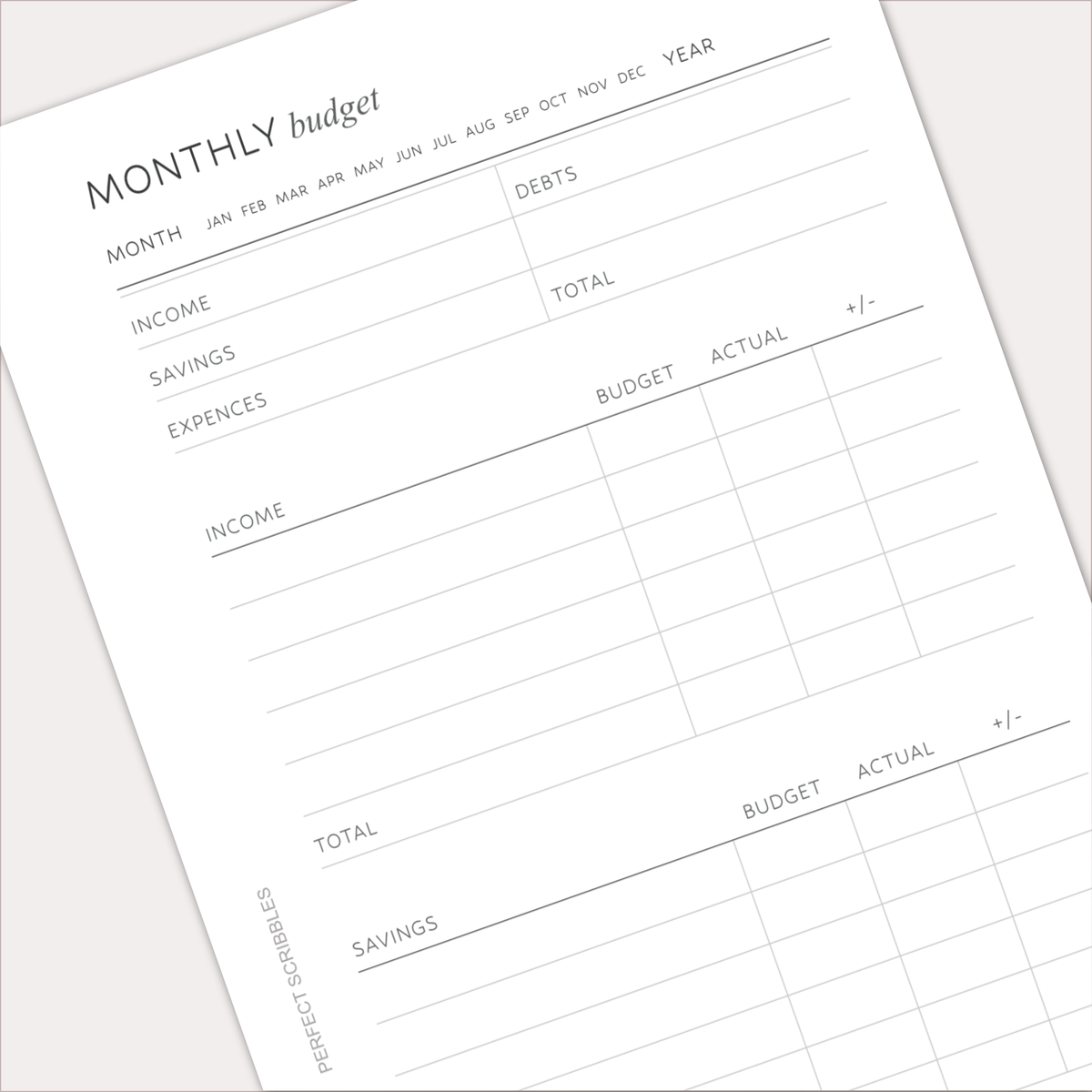 MONTHLY BUDGET Planner Inserts – Budget & Expense Tracker Pages