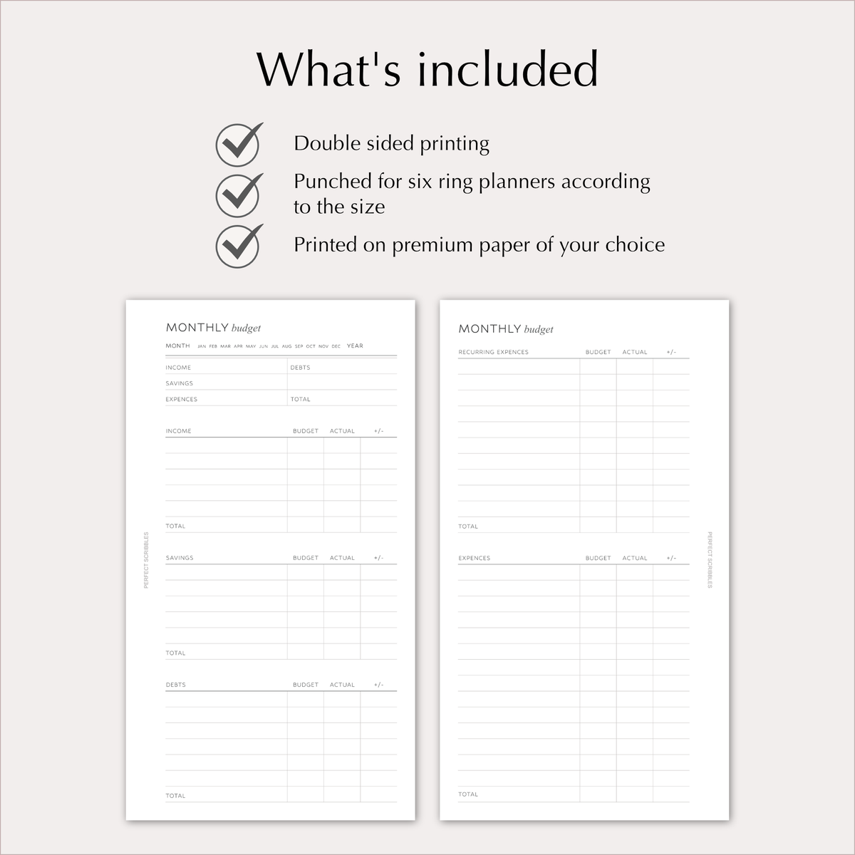 MONTHLY BUDGET Planner Inserts – Budget & Expense Tracker Pages