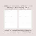 2026 DATED Weekly Planner Inserts | With tracker | PRINTED