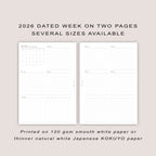 2026 DATED Weekly Planner Inserts | With tracker | PRINTED