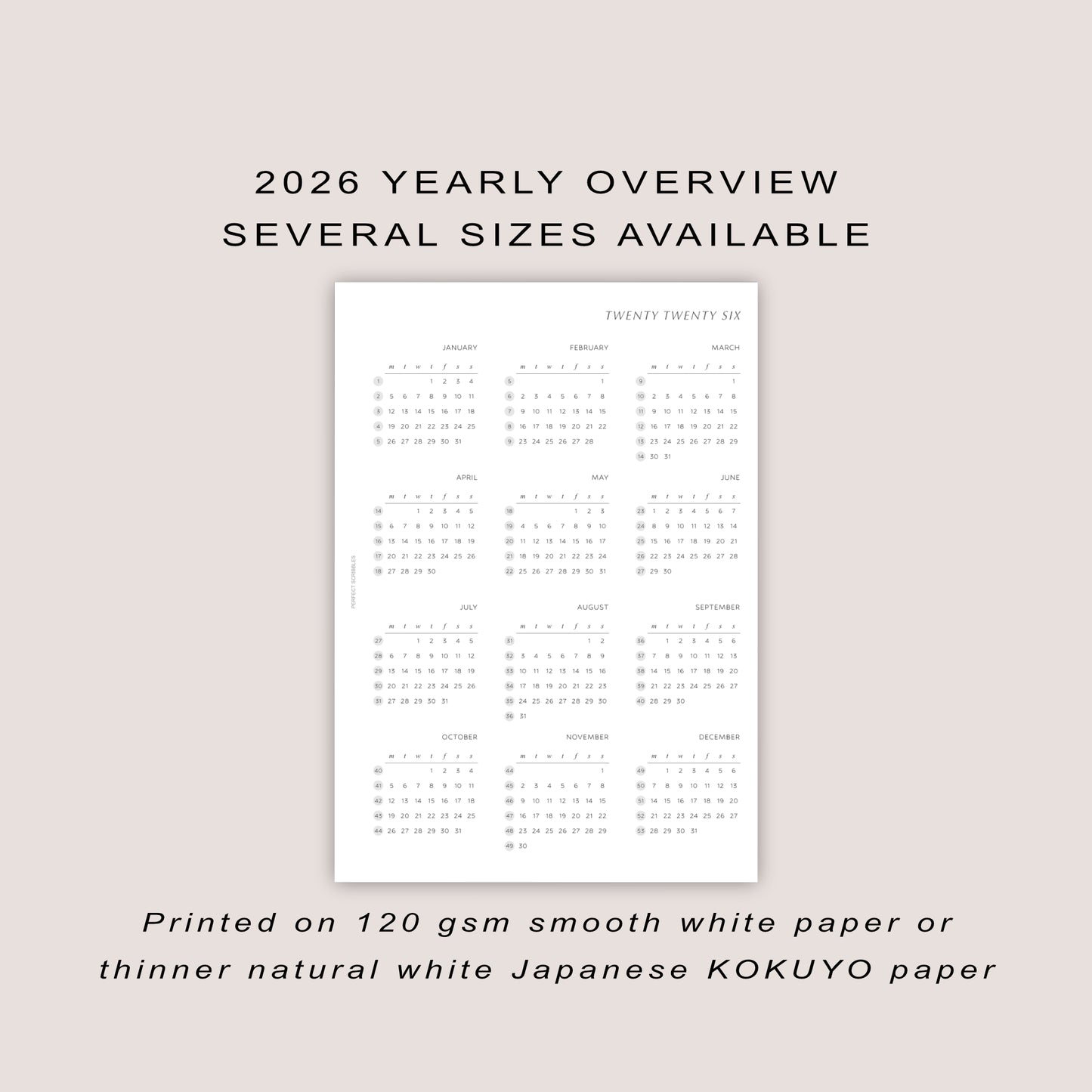 2026 Yearly Overview Insert | PRINTED