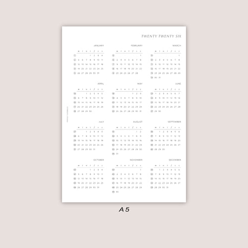 2026 Yearly Overview Insert | PRINTED