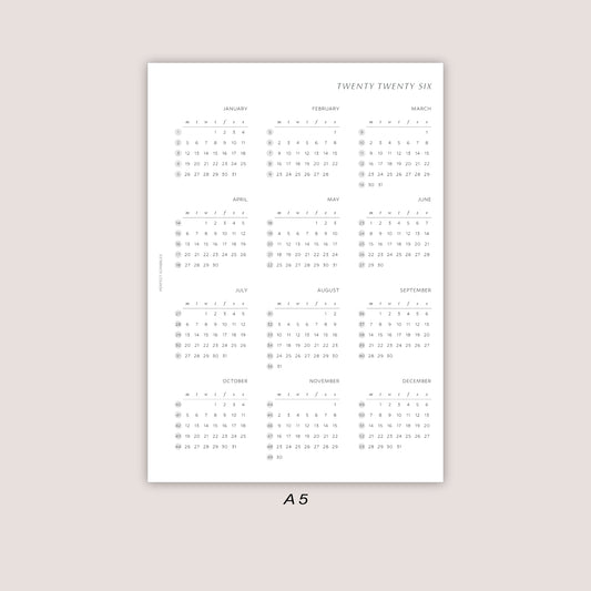 2026 Yearly Overview Insert | PRINTED
