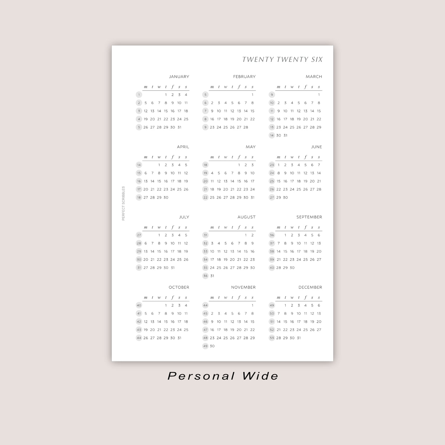 2026 Yearly Overview Insert | PRINTED