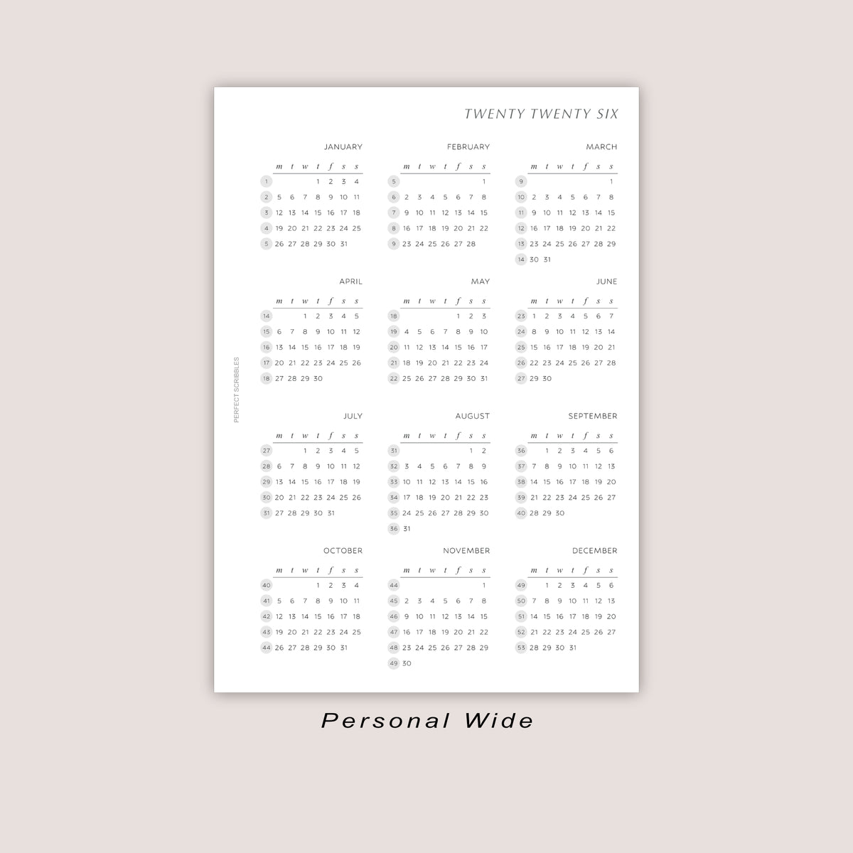 2026 Yearly Overview Insert | PRINTED