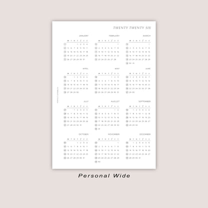 2026 Yearly Overview Insert | PRINTED