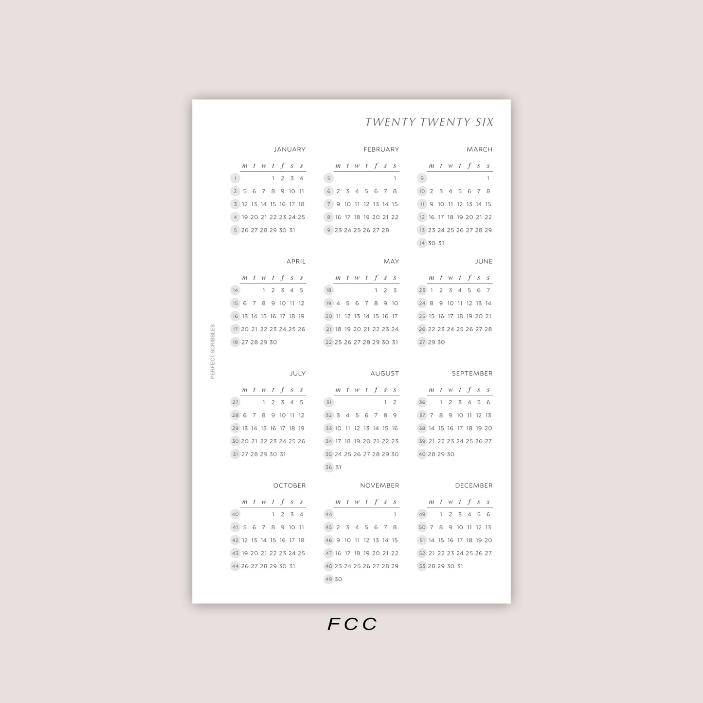 2026 Yearly Overview Insert | PRINTED