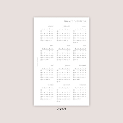 2026 Yearly Overview Insert | PRINTED