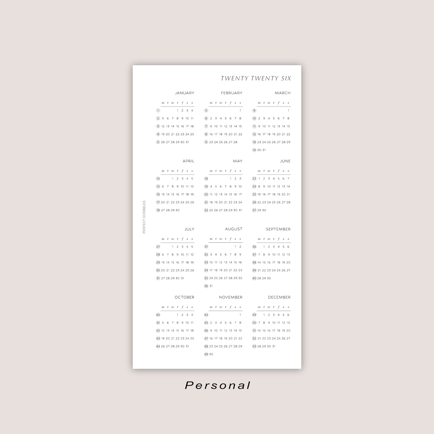 2026 Yearly Overview Insert | PRINTED