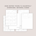 2026 DATED Yearly Overview and Quarterly Planner Inserts | PRINTED