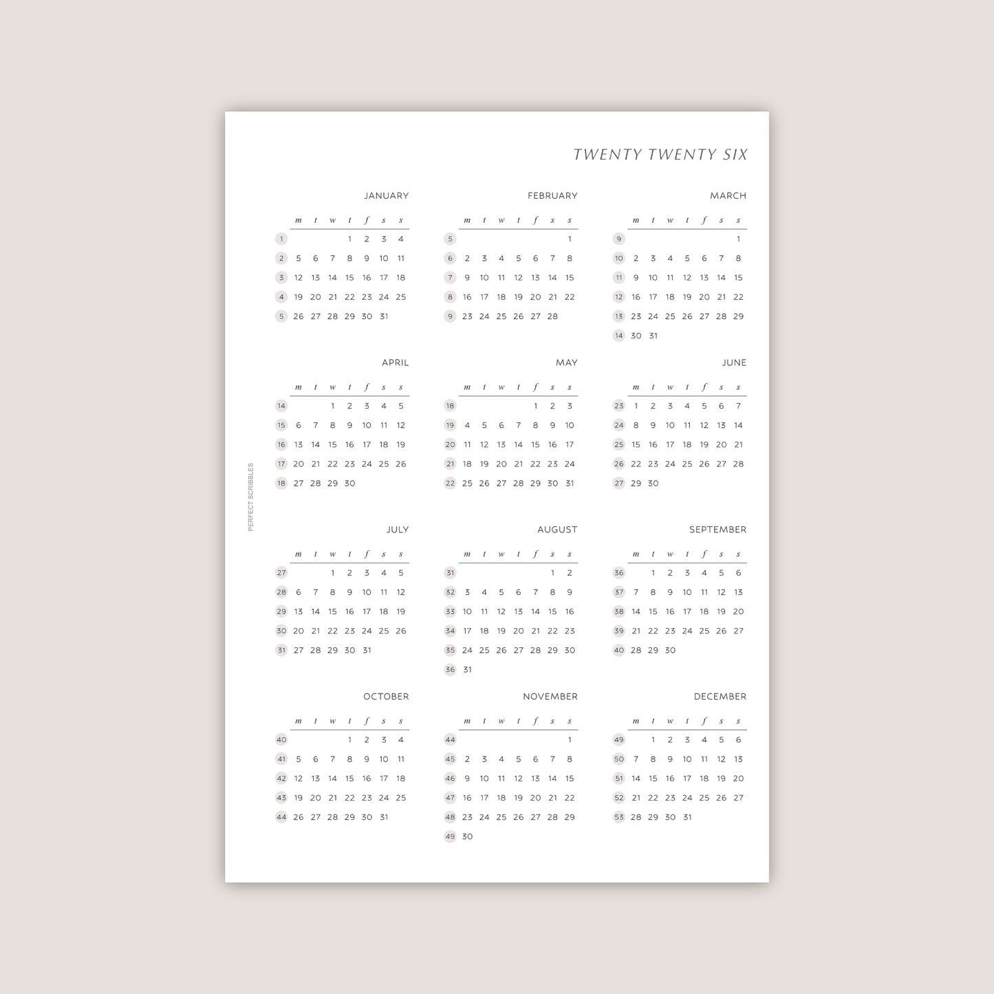 2026 DATED Yearly Overview and Quarterly Planner Inserts | PRINTED