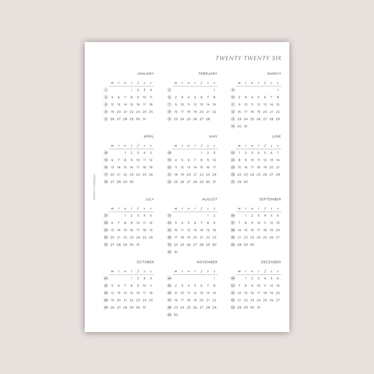 2026 DATED Yearly Overview and Quarterly Planner Inserts | PRINTED