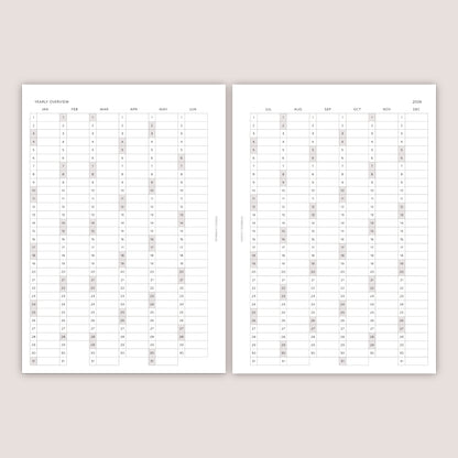 2026 DATED Yearly Overview and Quarterly Planner Inserts | PRINTED