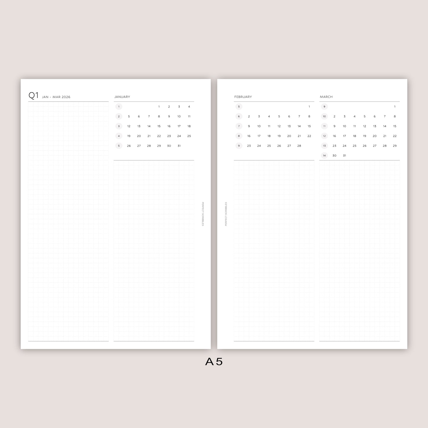 2026 DATED Yearly Overview and Quarterly Planner Inserts | PRINTED