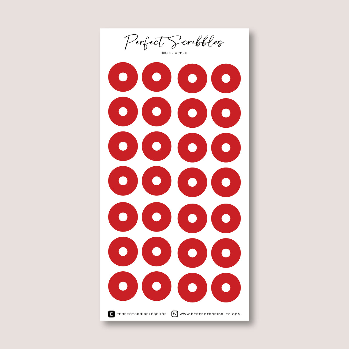 Large Highlight Ring Journaling Stickers 15mm, 28 per sheet