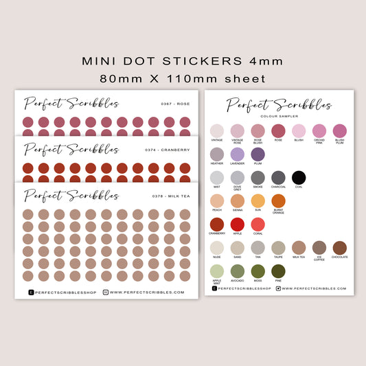 TINY DOTS 4mm | Minimal | Credit card size sheet | Washi Stickers
