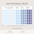 BLUE 6mm DOT Planner Stickers | Minimalist Color Coding (Washi or Matte Paper)
