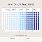 BLUE 6mm DOT Planner Stickers | Minimalist Color Coding (Washi or Matte Paper)